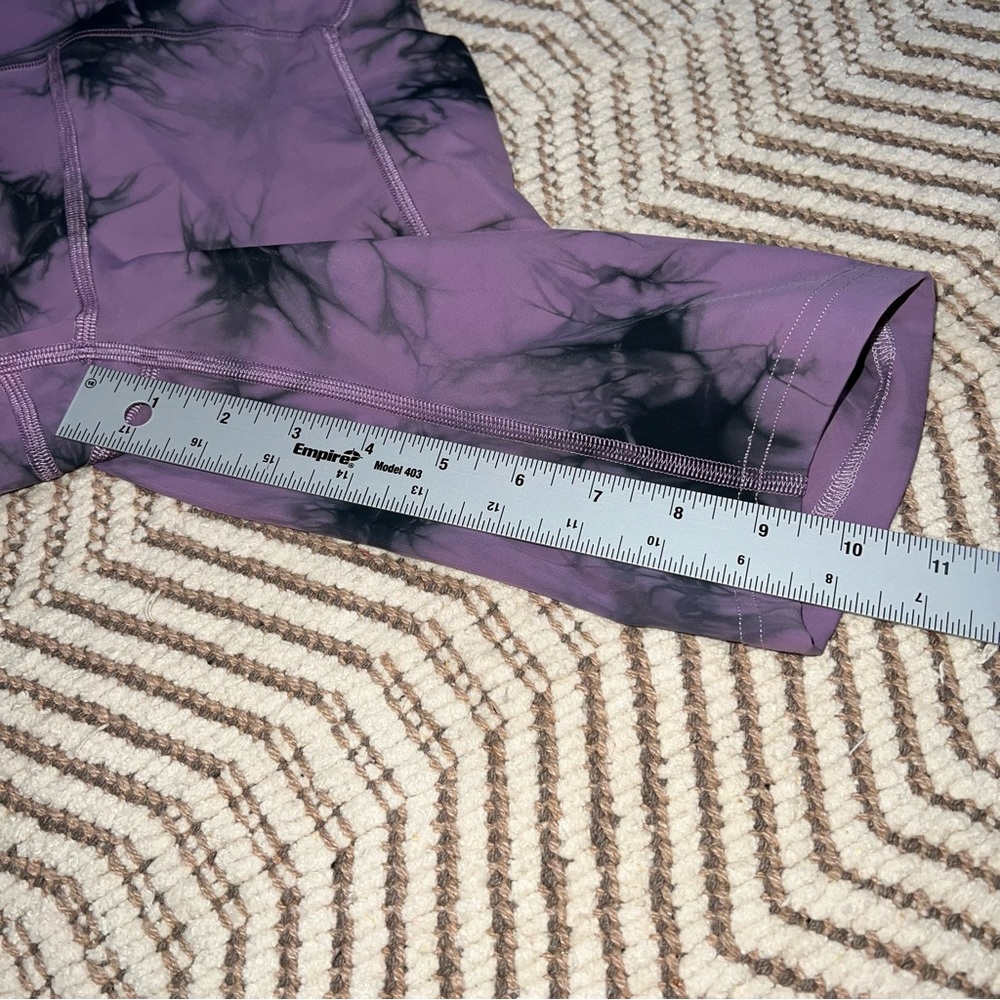 Lululemon Power Thru High Rise Altered to Biker Shorts Tie Dye Wisteria Purple - Picture 4 of 13